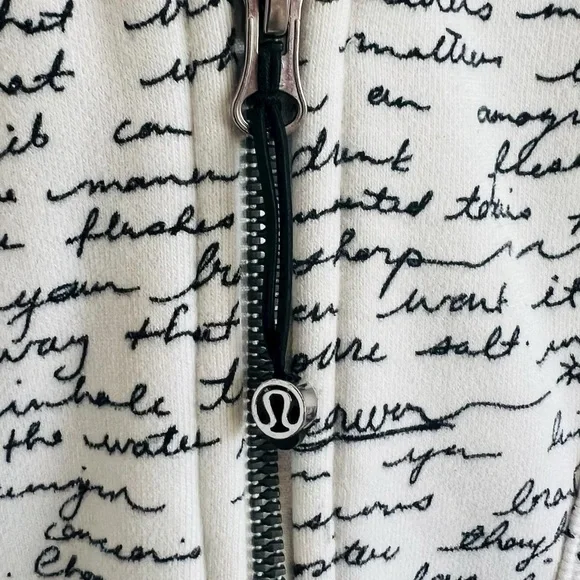 Lululemon Scuba Hoodie II White & Black Manifesto Script Full Zip Jacket - Picture 5 of 9